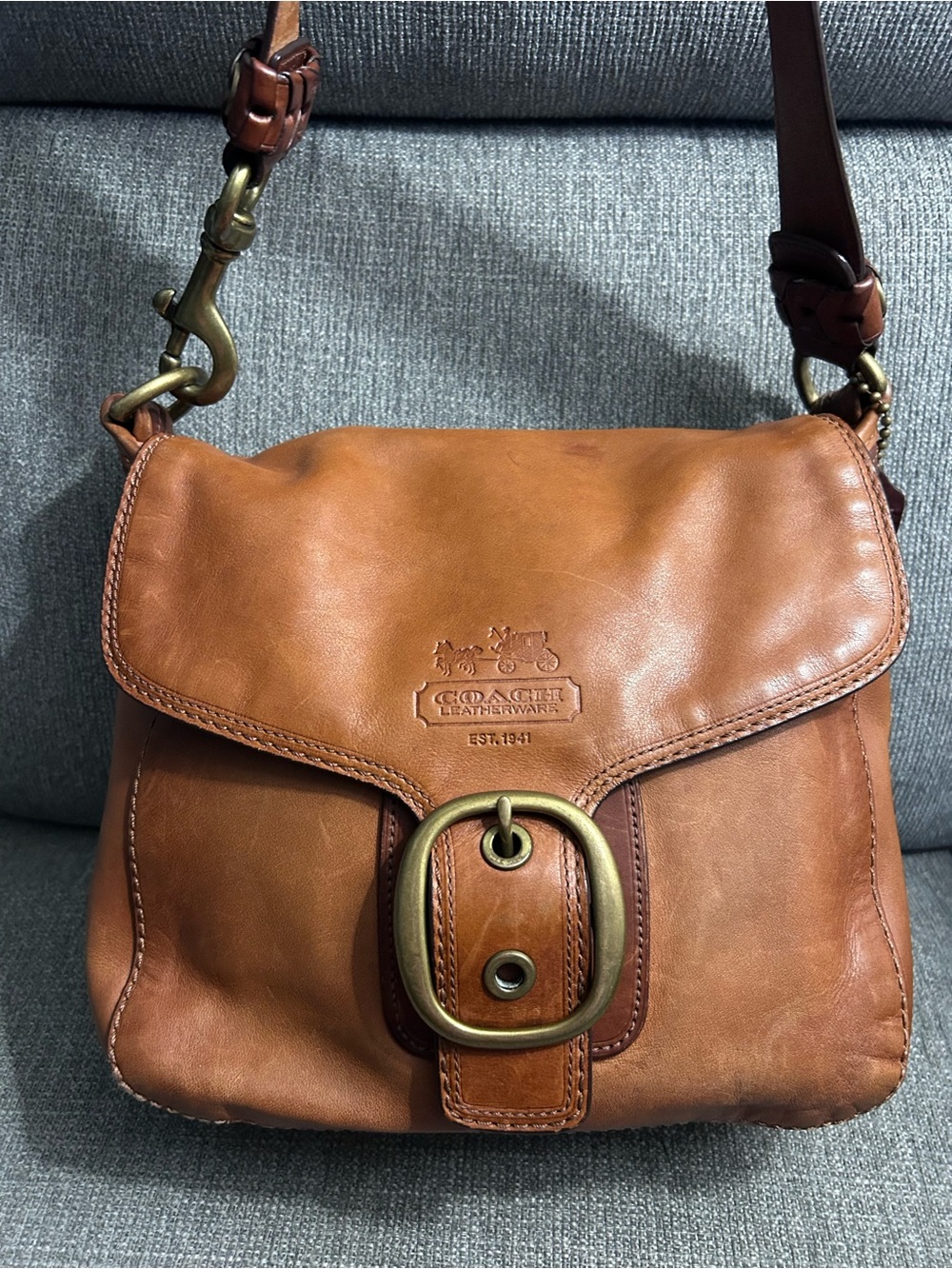 Coach Bleeker Large Flap Tattersall Satchel Bag 11419 with laced strap, hang tag - Picture 1 of 14